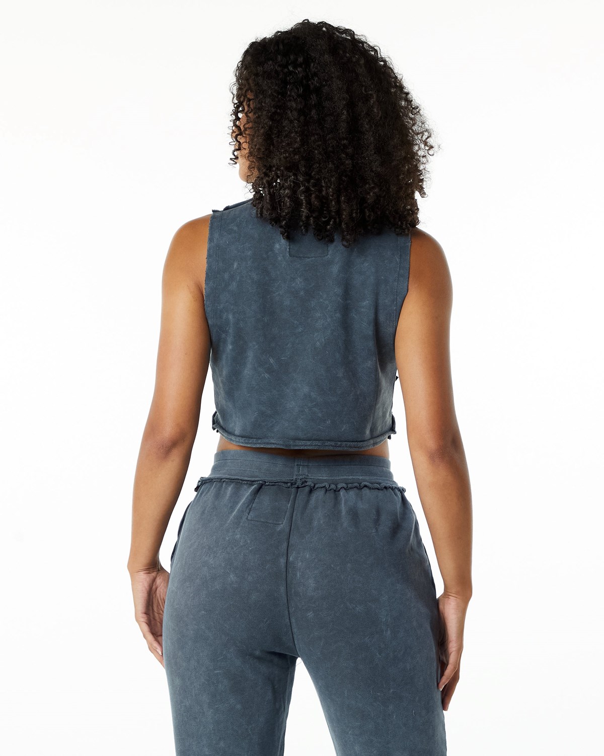 Alphalete Mid-Weight Washed Terry Crop Cutoff Blankyt | 91642QYNV