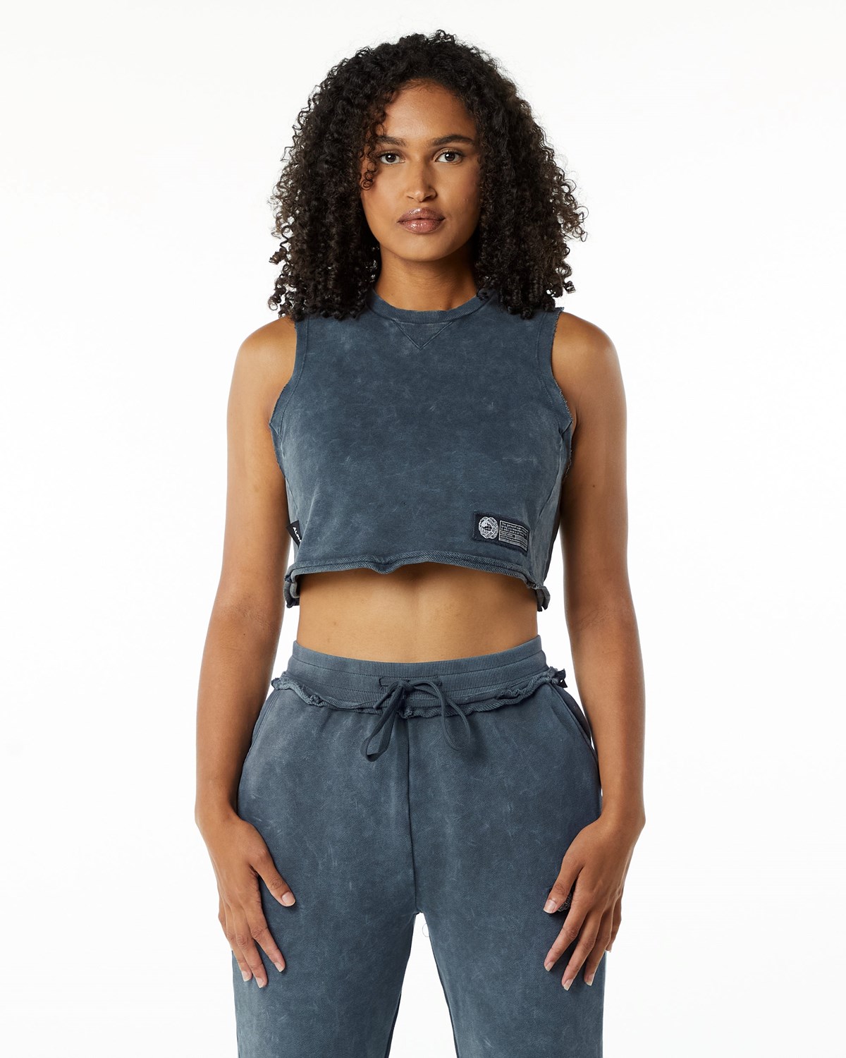 Alphalete Mid-Weight Washed Terry Crop Cutoff Blankyt | 91642QYNV