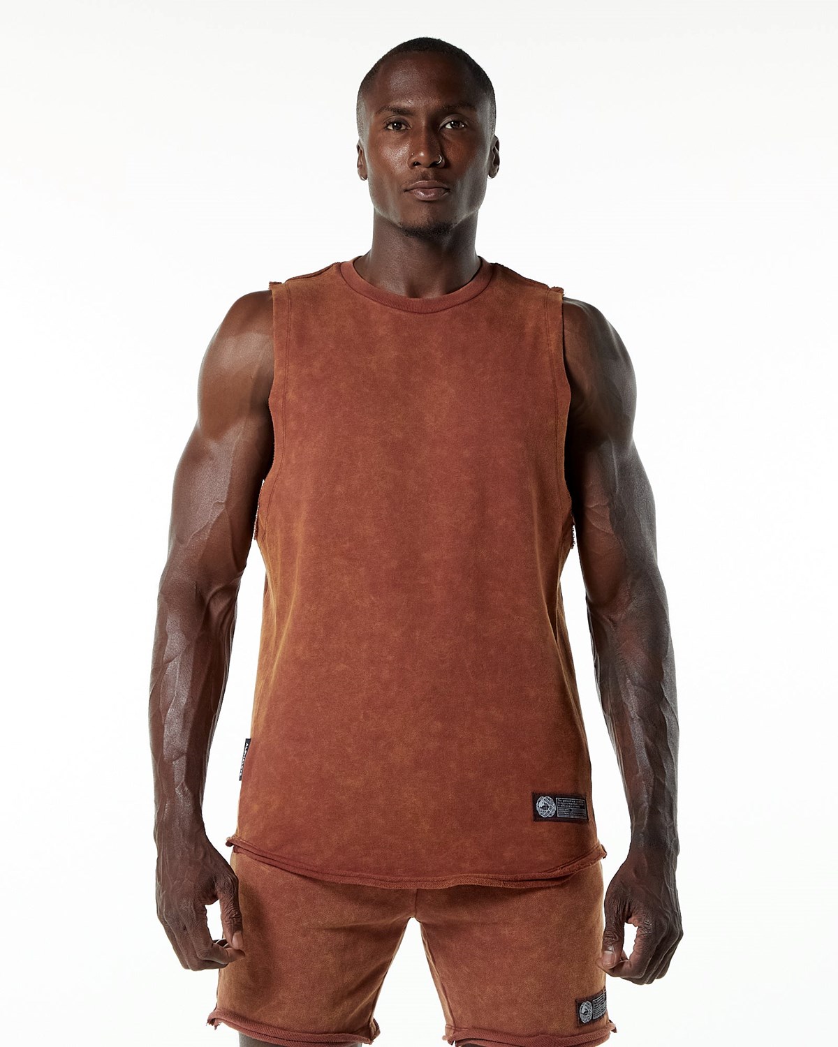 Alphalete Mid-Weight Washed Terry Cutoff Bloodstone | 06487LXIV