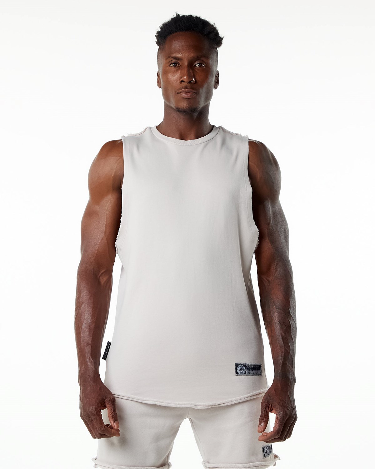 Alphalete Mid-Weight Washed Terry Cutoff Moonstone | 58169DAFB