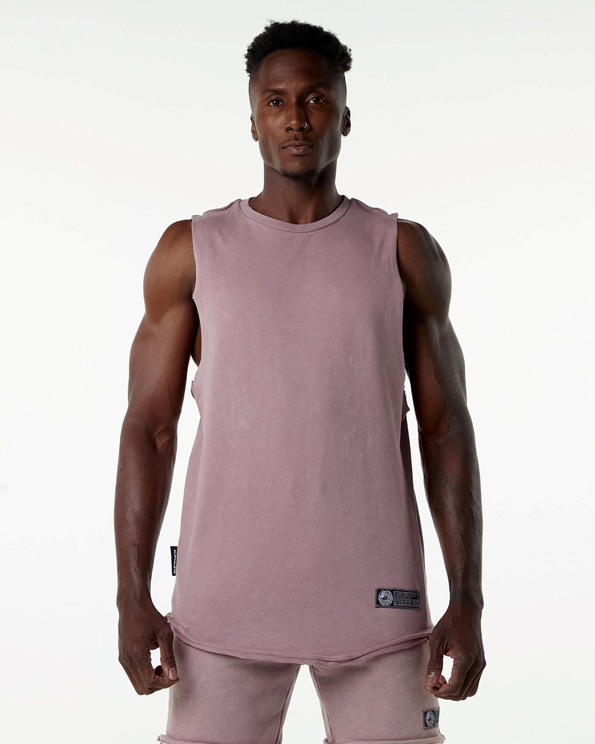 Alphalete Mid-Weight Washed Terry Cutoff Růžové | 58697YNBE