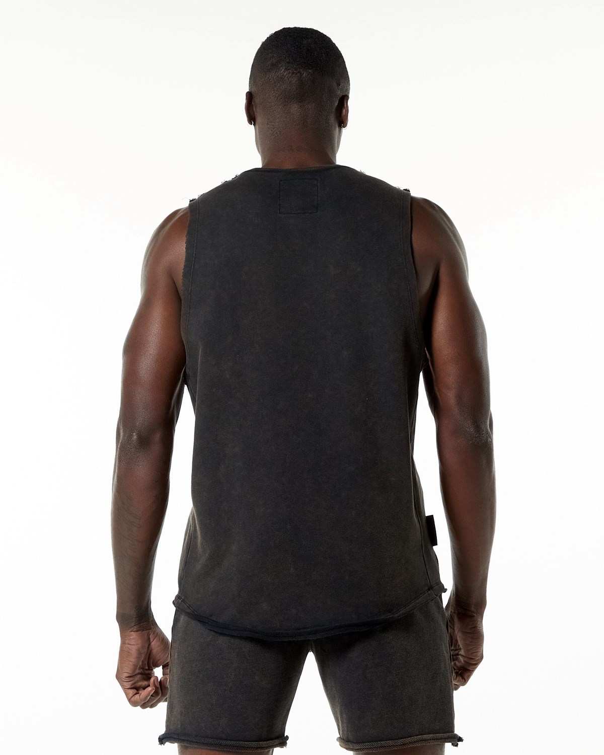 Alphalete Mid-Weight Washed Terry Cutoff Onyx | 71460XDUR