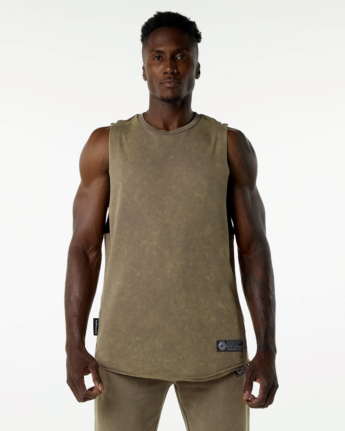 Alphalete Mid-Weight Washed Terry Cutoff Smokey Quartz | 89420ZBJR