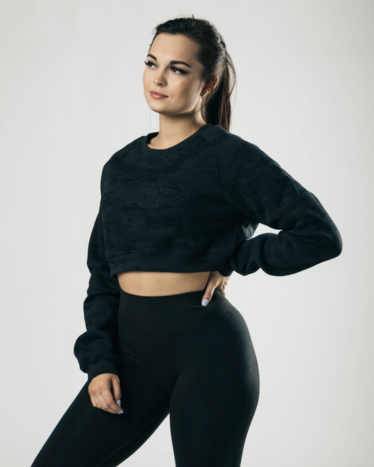 Alphalete Oversized Fleece Cropped Svetrové Darkest Hour | 82436IQUR