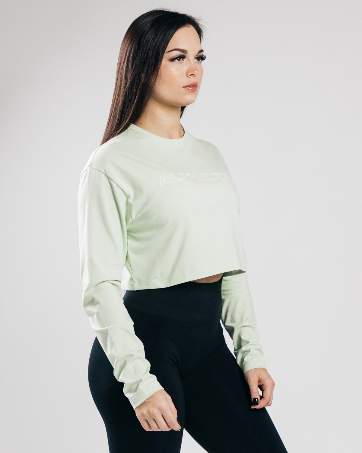 Alphalete Oversized Performance Long Sleeve Crop Frozen Spring | 20975UYHK