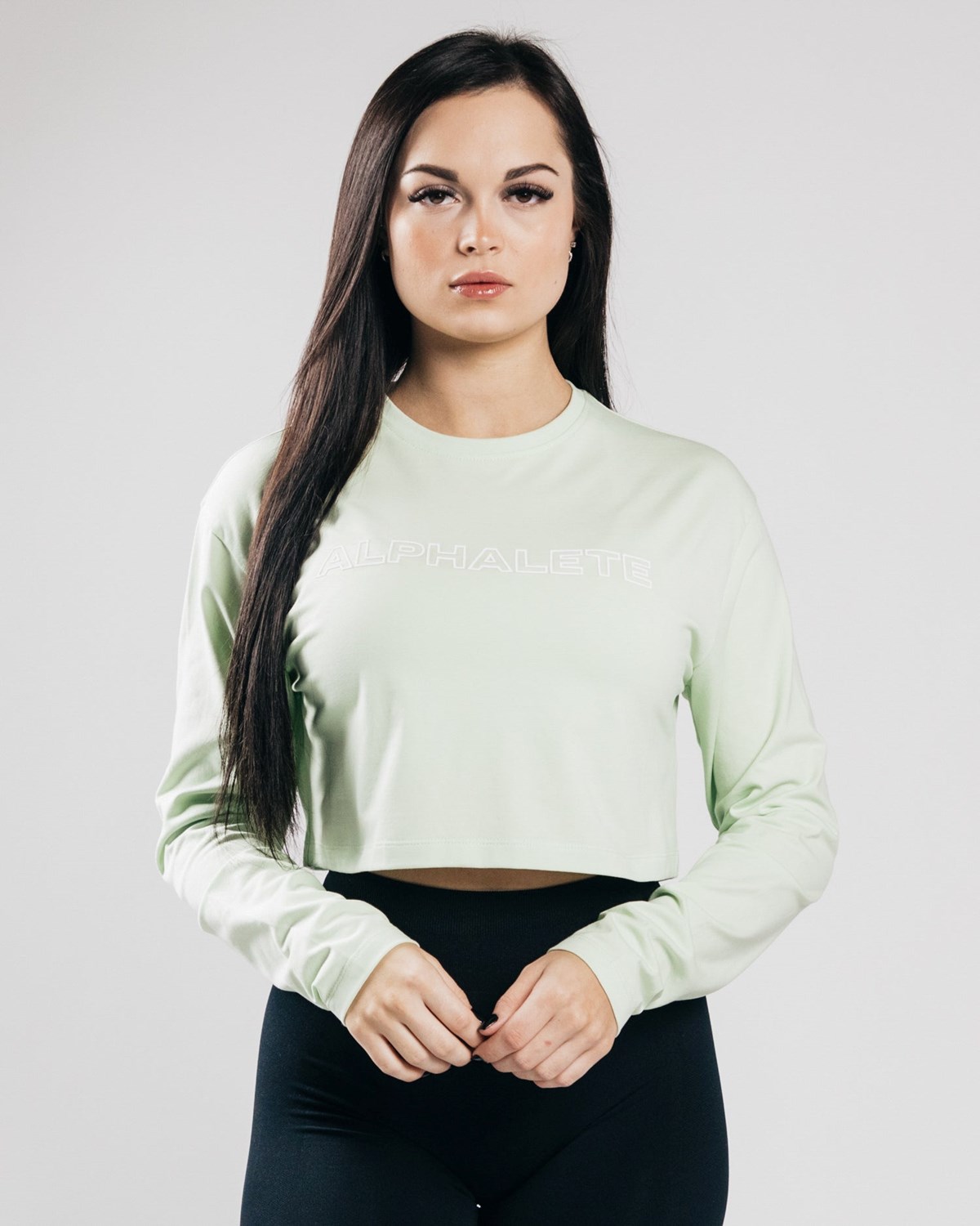 Alphalete Oversized Performance Long Sleeve Crop Frozen Spring | 20975UYHK