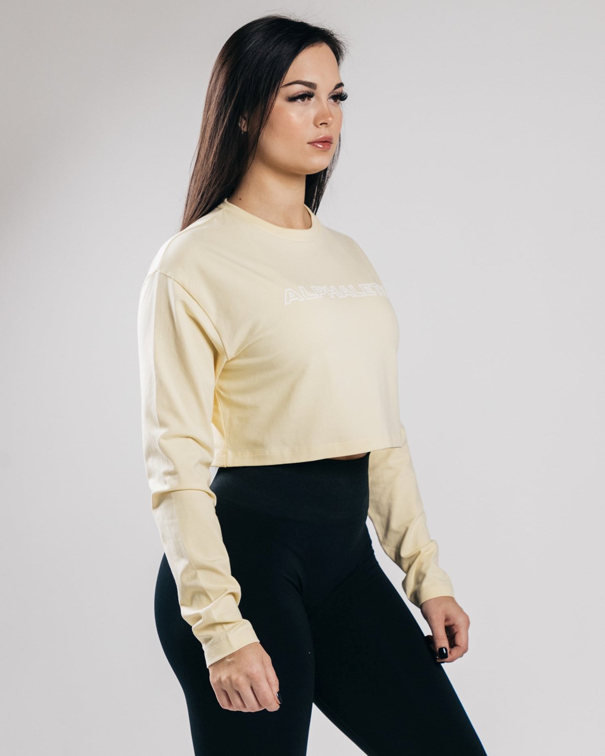 Alphalete Oversized Performance Long Sleeve Crop Sea Salt | 39867ZKQV