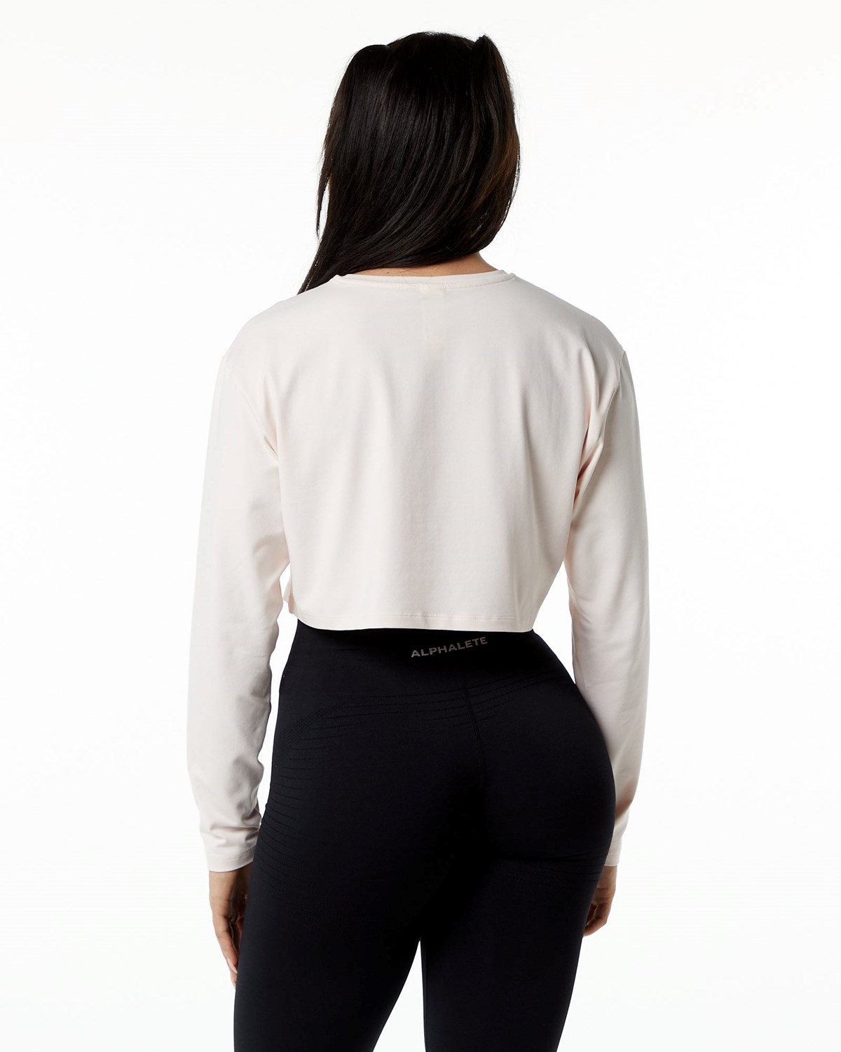 Alphalete Oversized Performance Long Sleeve Crop Blush | 41307GISY