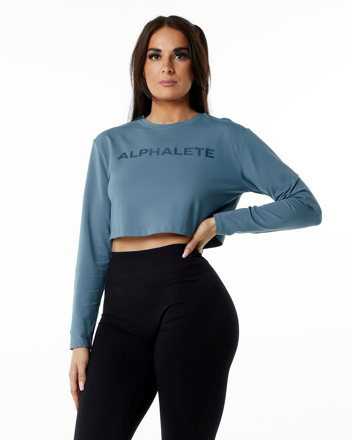 Alphalete Oversized Performance Long Sleeve Crop Blankyt | 48926AMRN