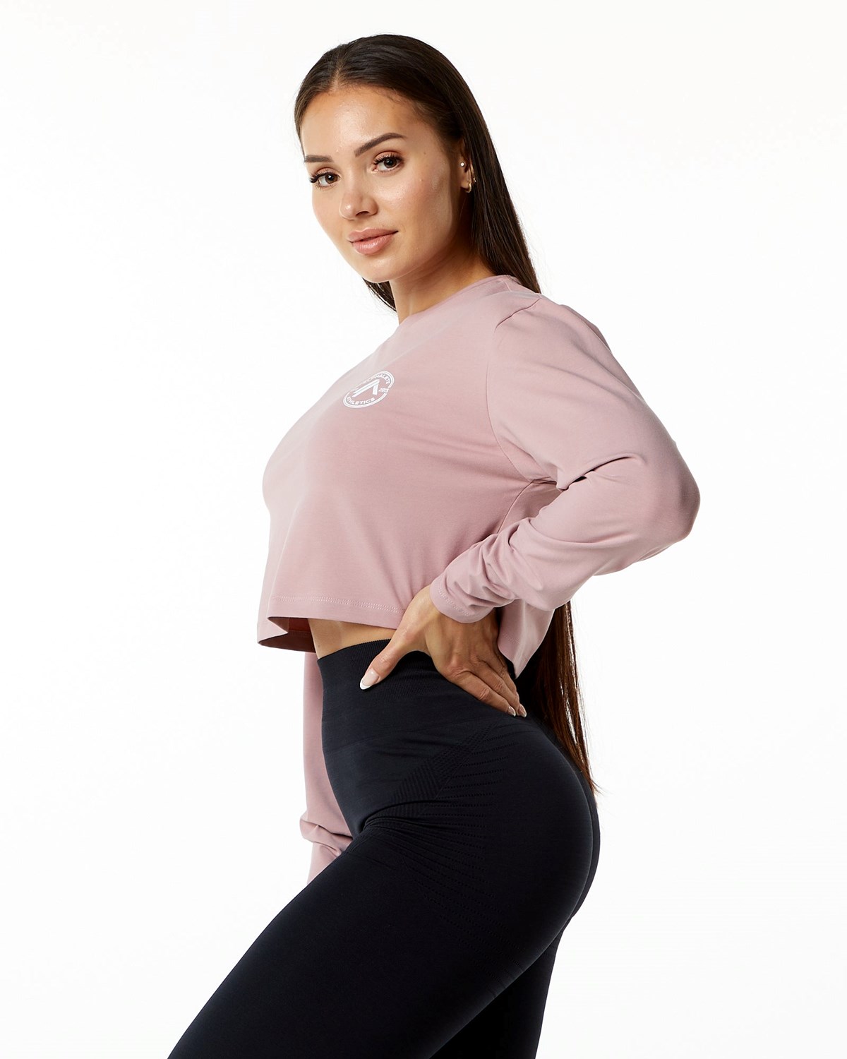 Alphalete Oversized Performance Long Sleeve Crop Mauve | 75834QTMY