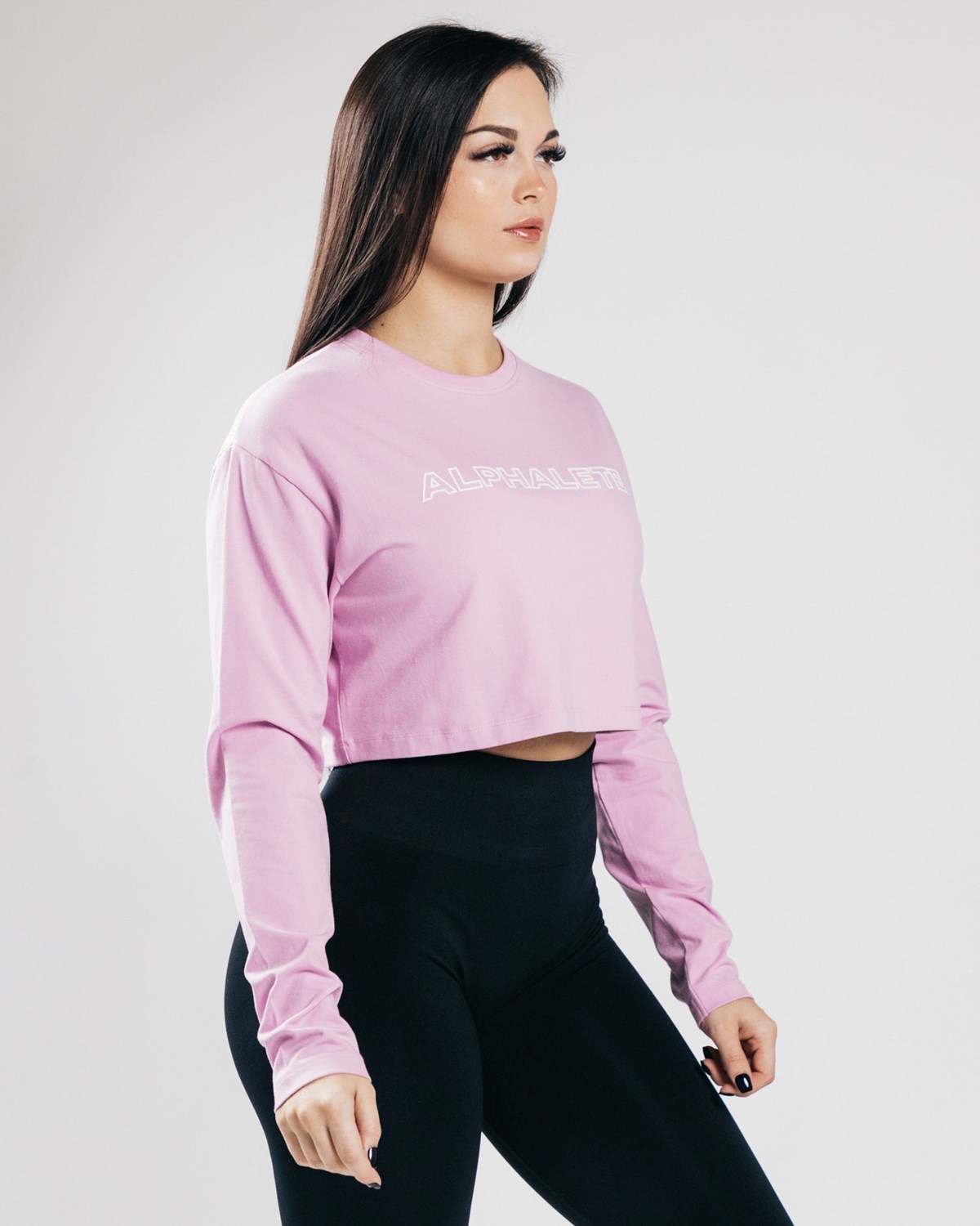 Alphalete Oversized Performance Long Sleeve Crop Bloom | 79214WRLX