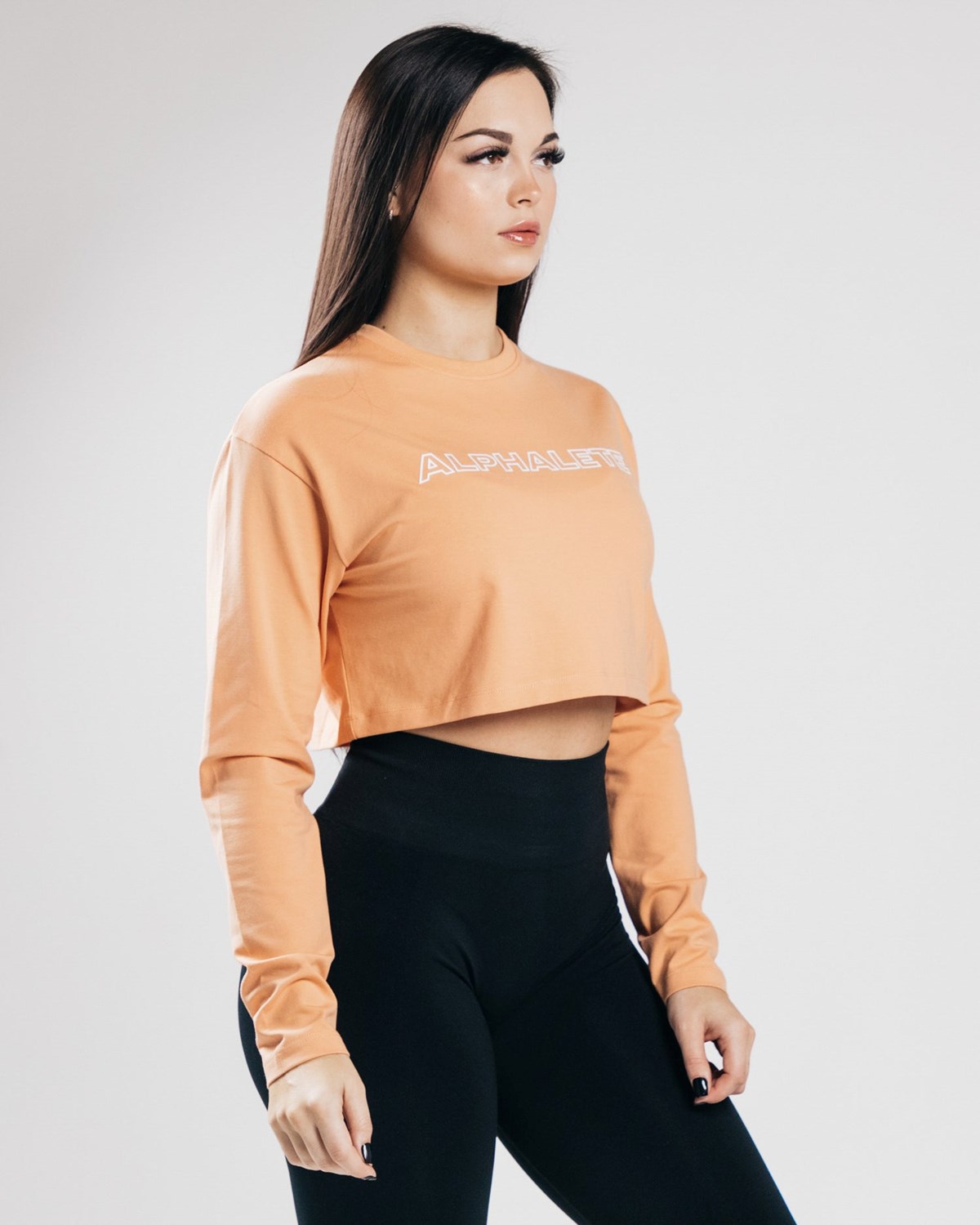 Alphalete Oversized Performance Long Sleeve Crop Oranžové | 81695KLOY