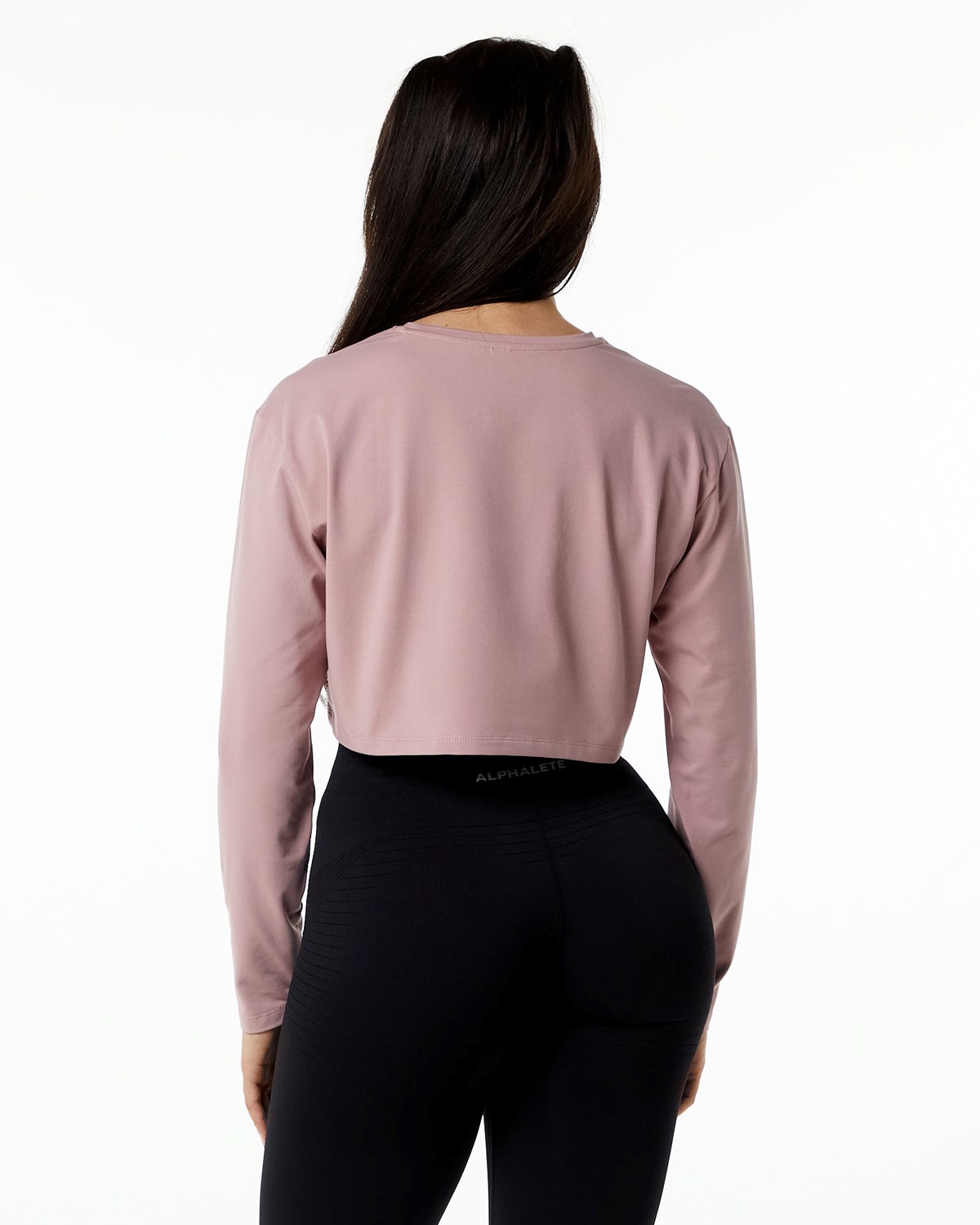 Alphalete Oversized Performance Long Sleeve Crop Mauve | 82034LFOX