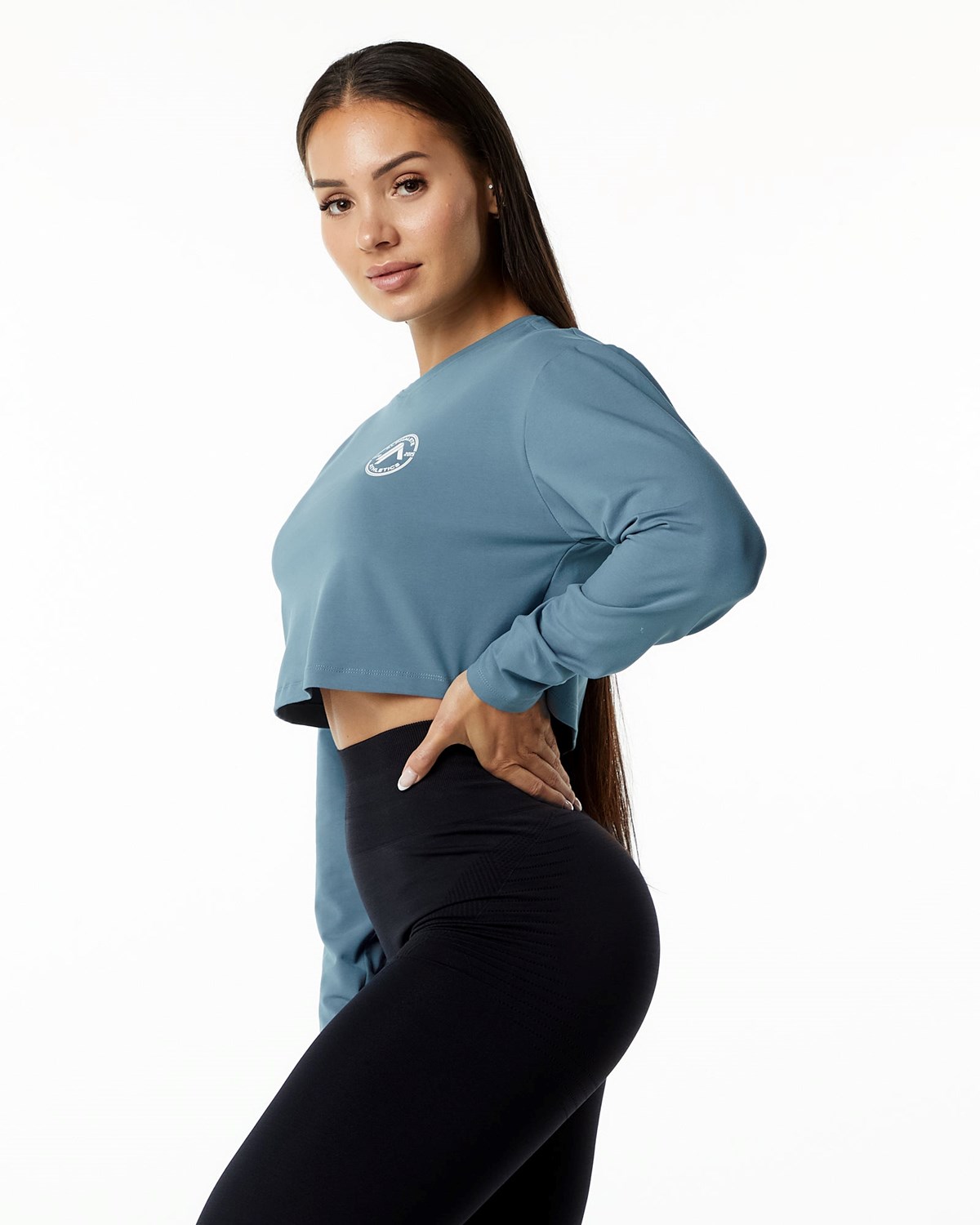 Alphalete Oversized Performance Long Sleeve Crop Blankyt | 93702CUXA