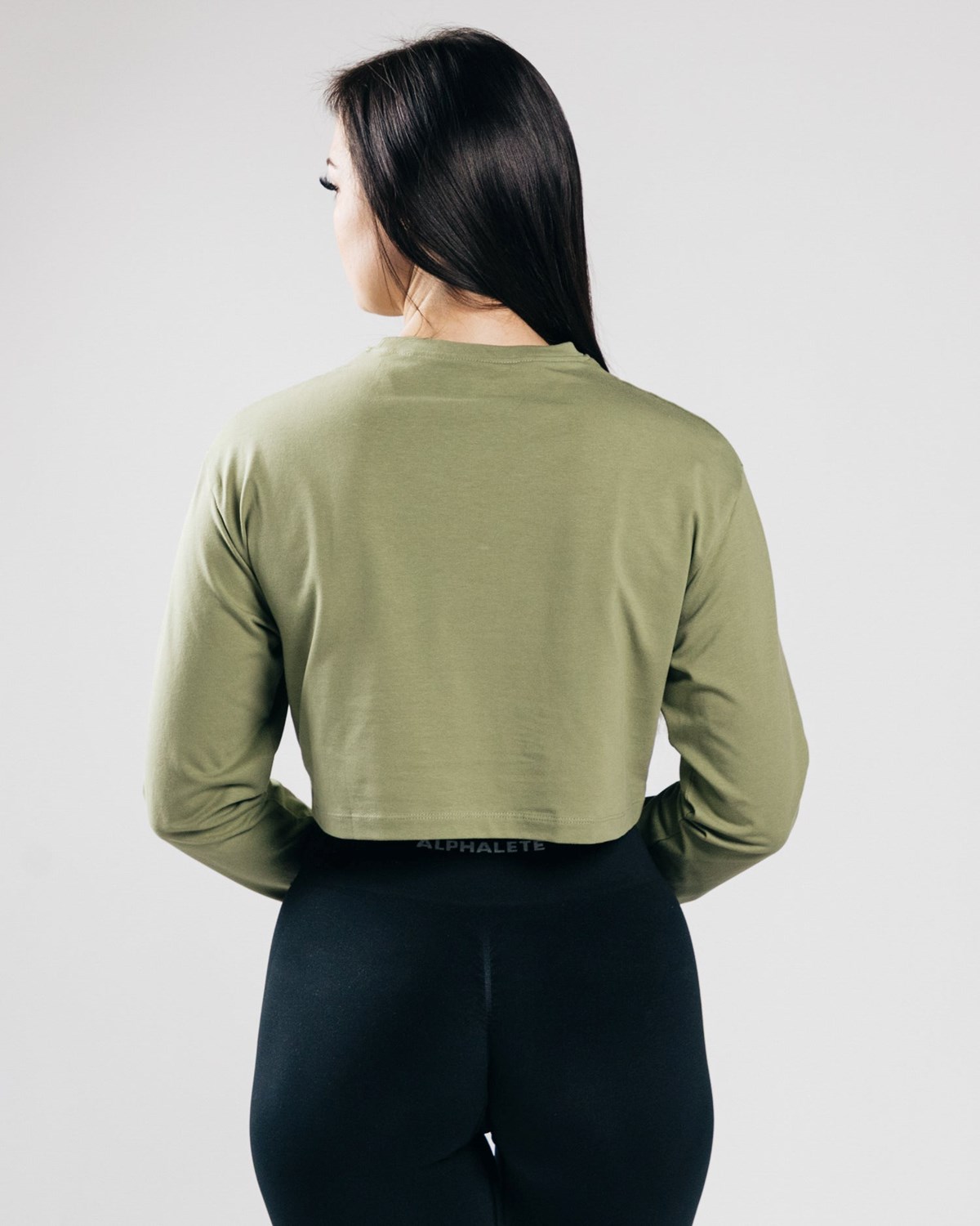 Alphalete Oversized Performance Long Sleeve Crop Zelene | 96230OUEC