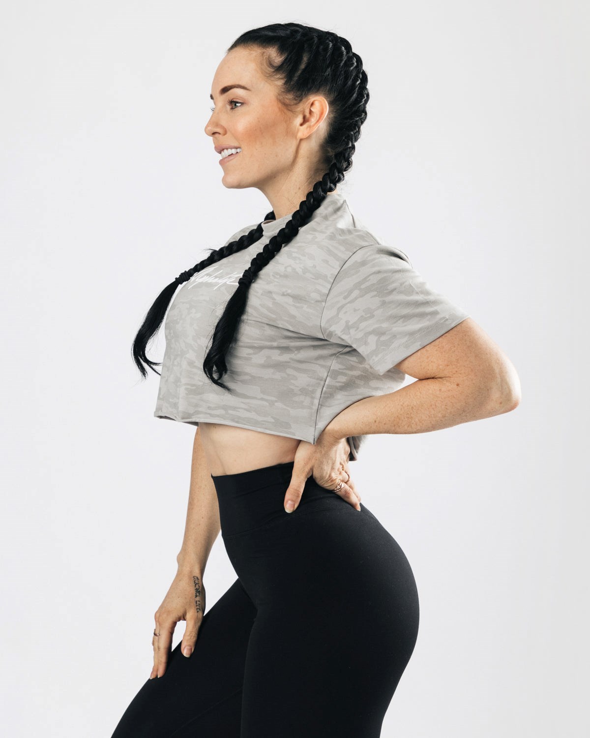 Alphalete Oversized Raw-Cut Krátké Sleeve Crop Stříbrné Maskáčové | 27018GHJB