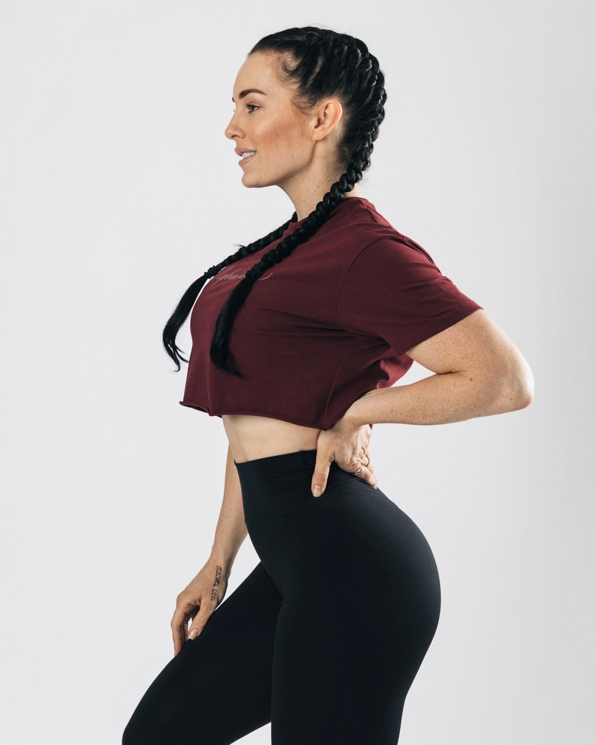 Alphalete Oversized Raw-Cut Krátké Sleeve Crop Vínové | 35670MEPK