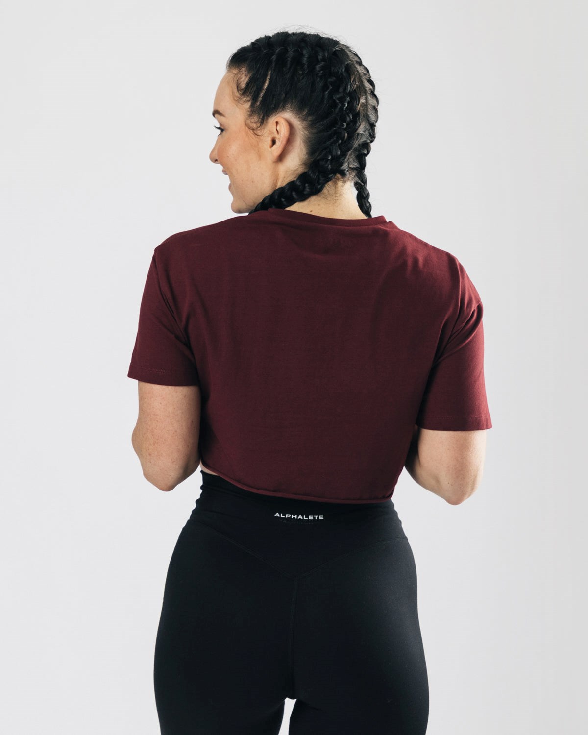 Alphalete Oversized Raw-Cut Krátké Sleeve Crop Vínové | 35670MEPK