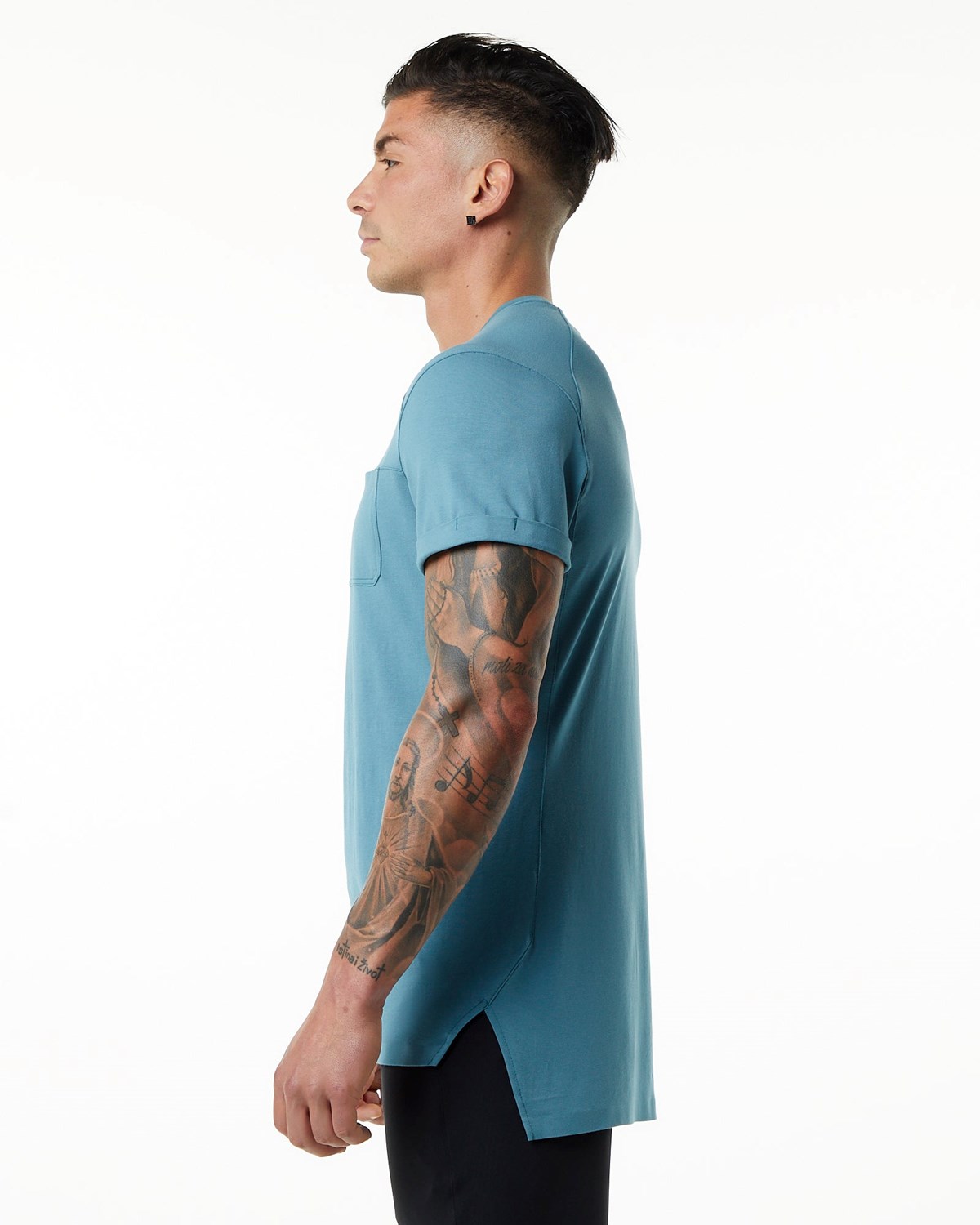 Alphalete Premium Krátké Sleeve Pocket Tee Blankyt | 02387LBTV