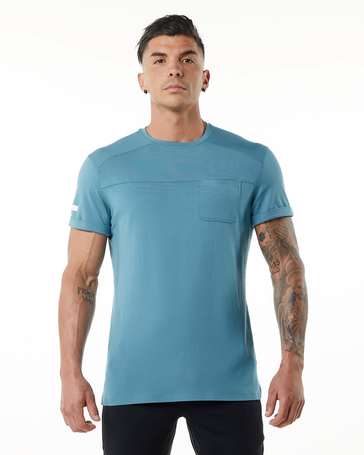 Alphalete Premium Krátké Sleeve Pocket Tee Blankyt | 02387LBTV