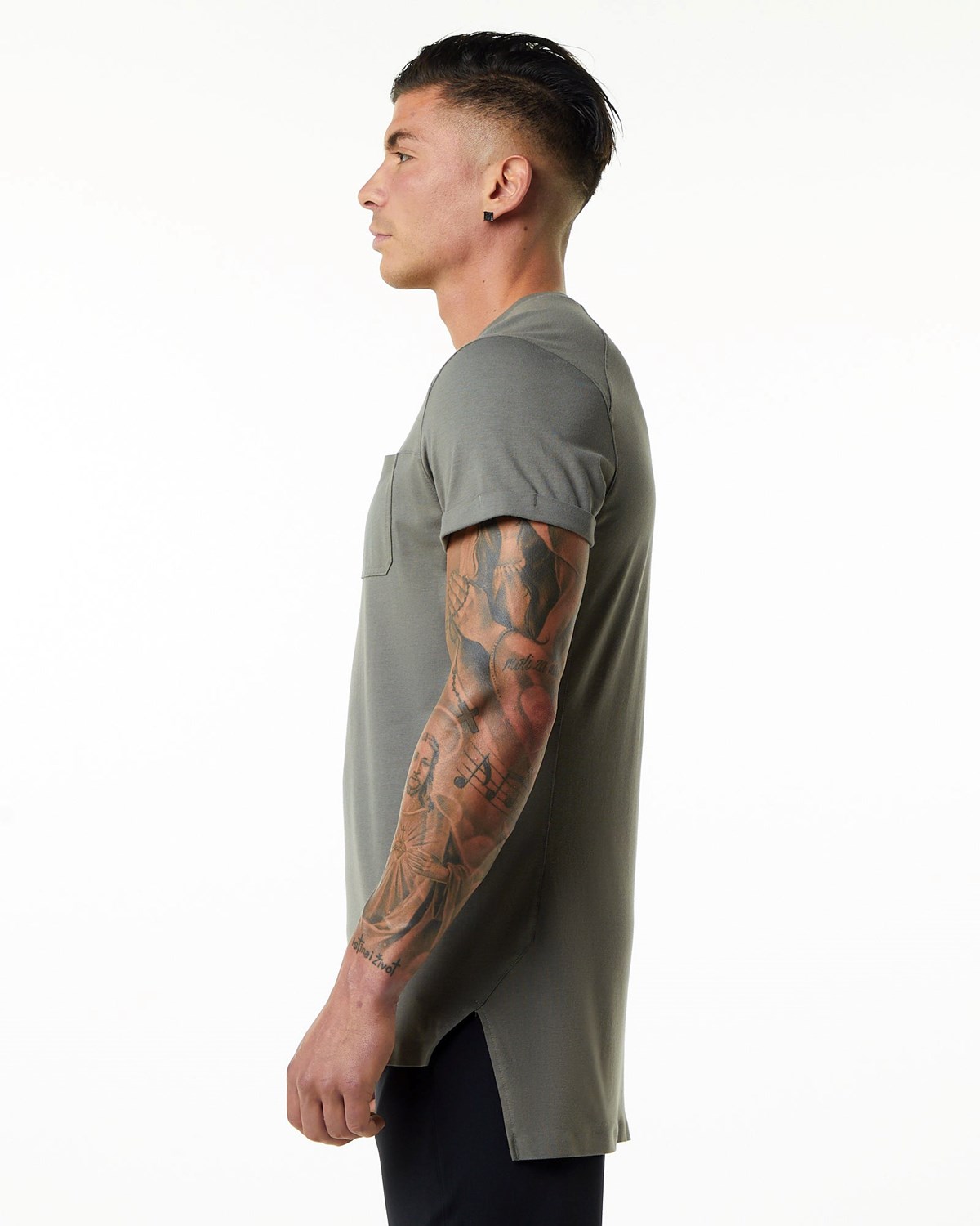 Alphalete Premium Krátké Sleeve Pocket Tee Šedé | 81593GRKU