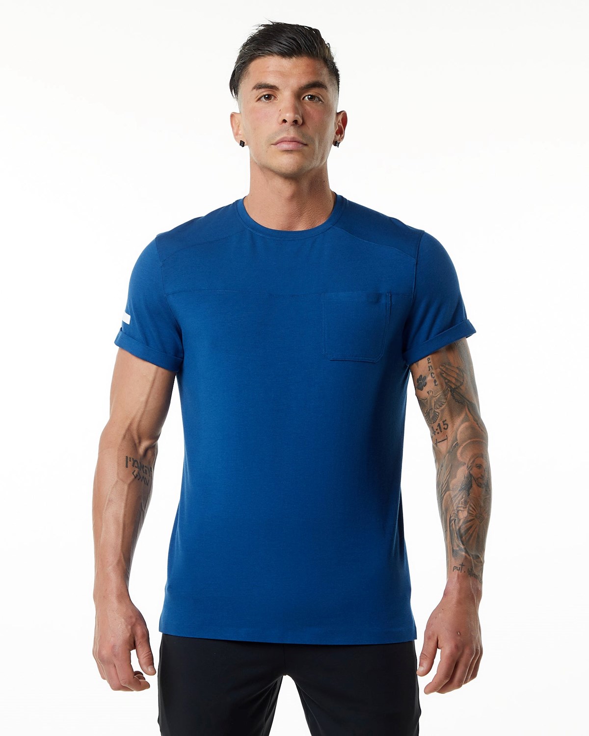 Alphalete Premium Krátké Sleeve Pocket Tee Blankyt | 87120KLHQ