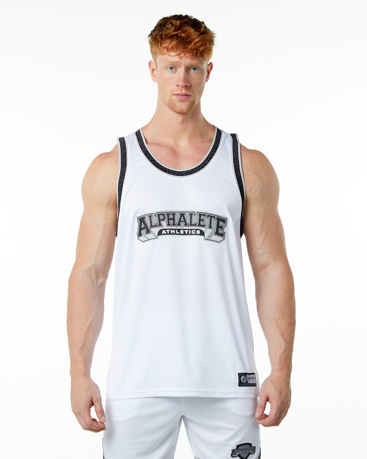 Alphalete Relaxed Fit Jersey Bílé | 63279PKBG