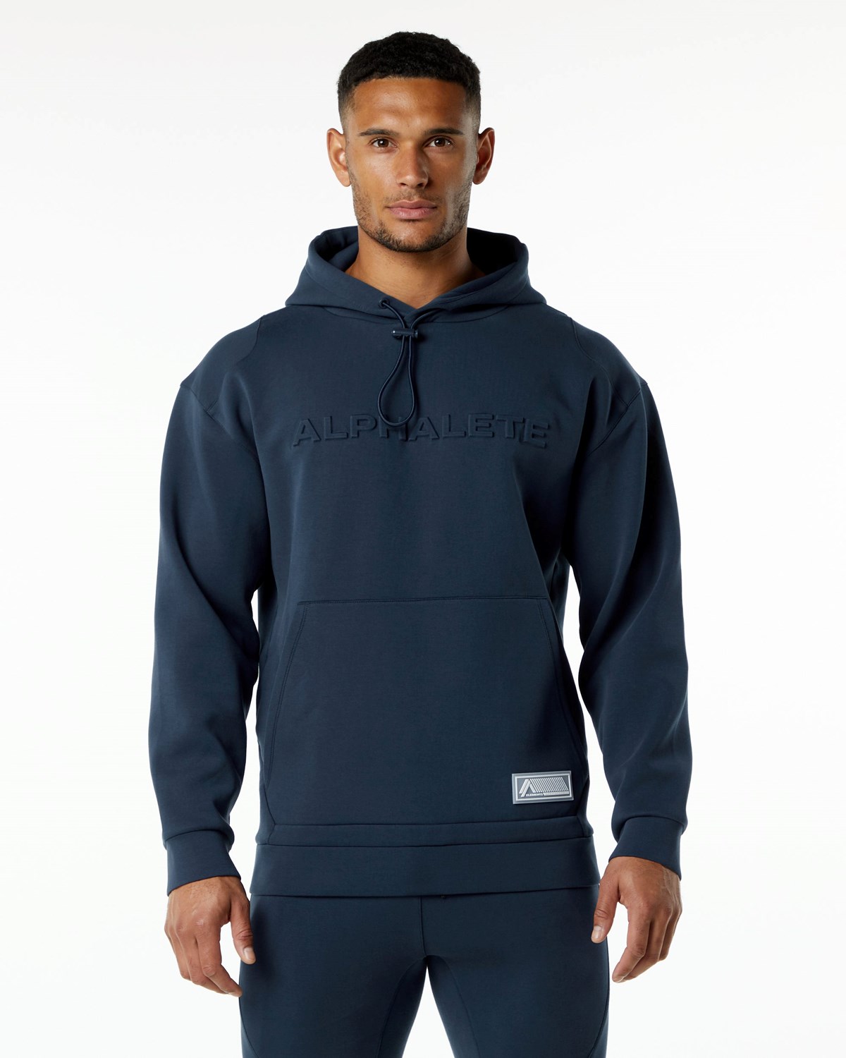 Alphalete Relaxed Interlock Knit Hoodie Tmavě Blankyt | 49156VYDS