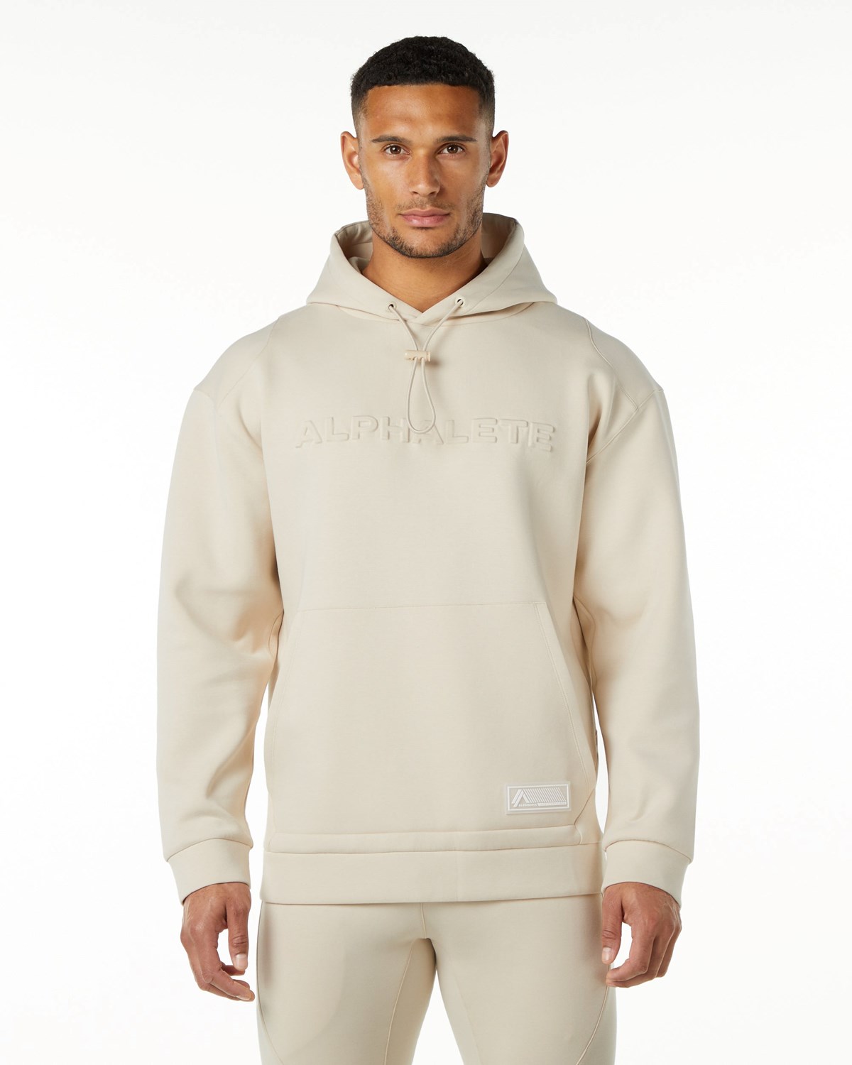 Alphalete Relaxed Interlock Knit Hoodie Vanilla | 87134PEXD