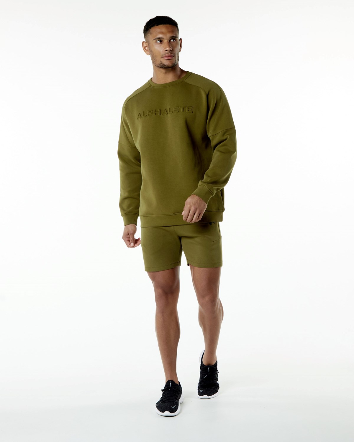 Alphalete Relaxed Interlock Knit Pullover Moss | 05741OFCP