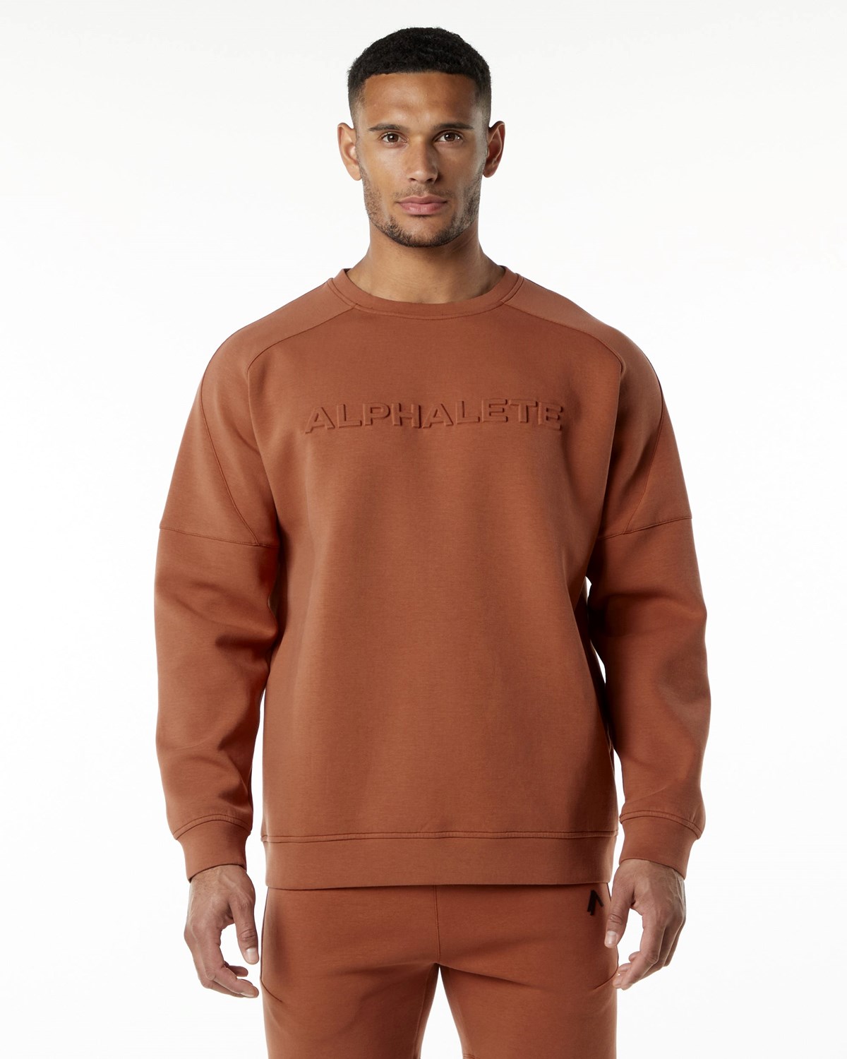 Alphalete Relaxed Interlock Knit Pullover Brick | 20614JKGS