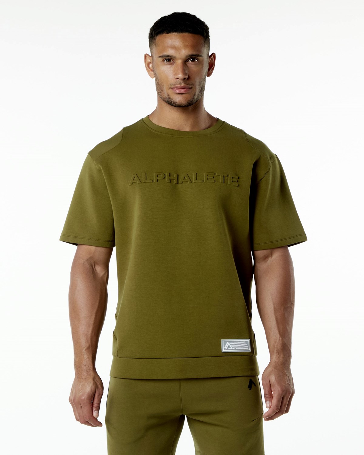 Alphalete Relaxed Interlock Knit Pullover Moss | 42078RSOI