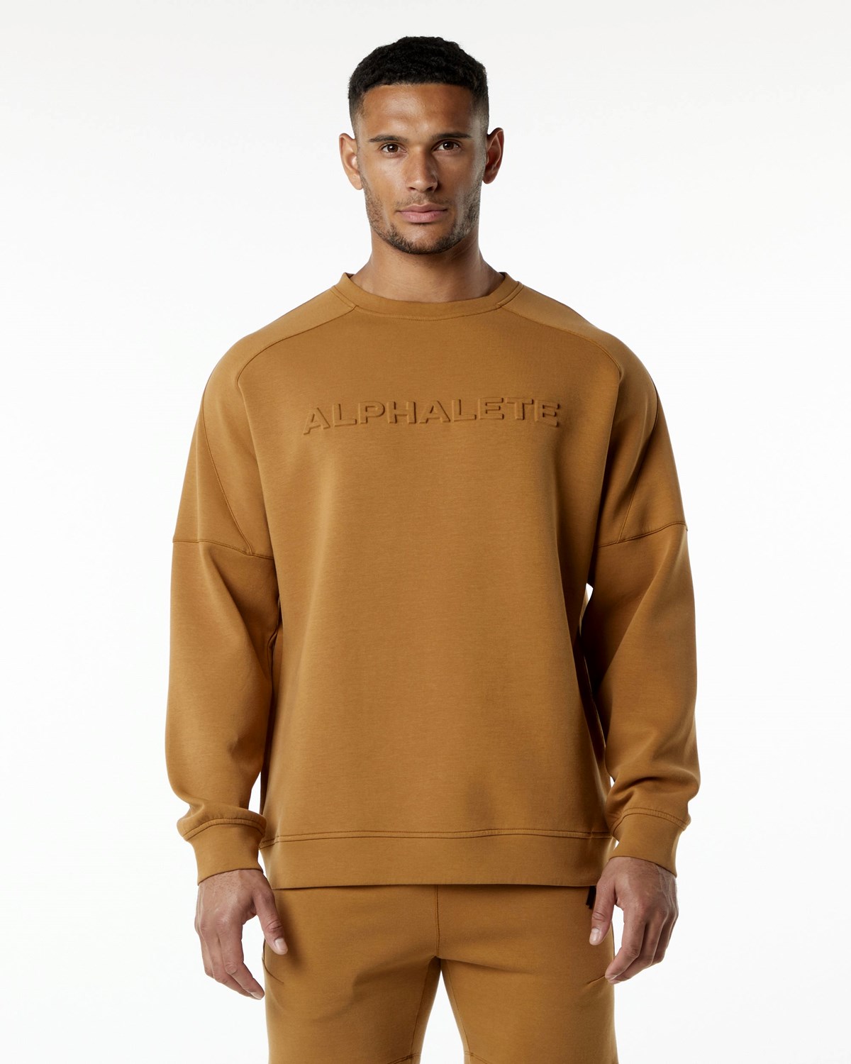 Alphalete Relaxed Interlock Knit Pullover Almond | 68134DQLR