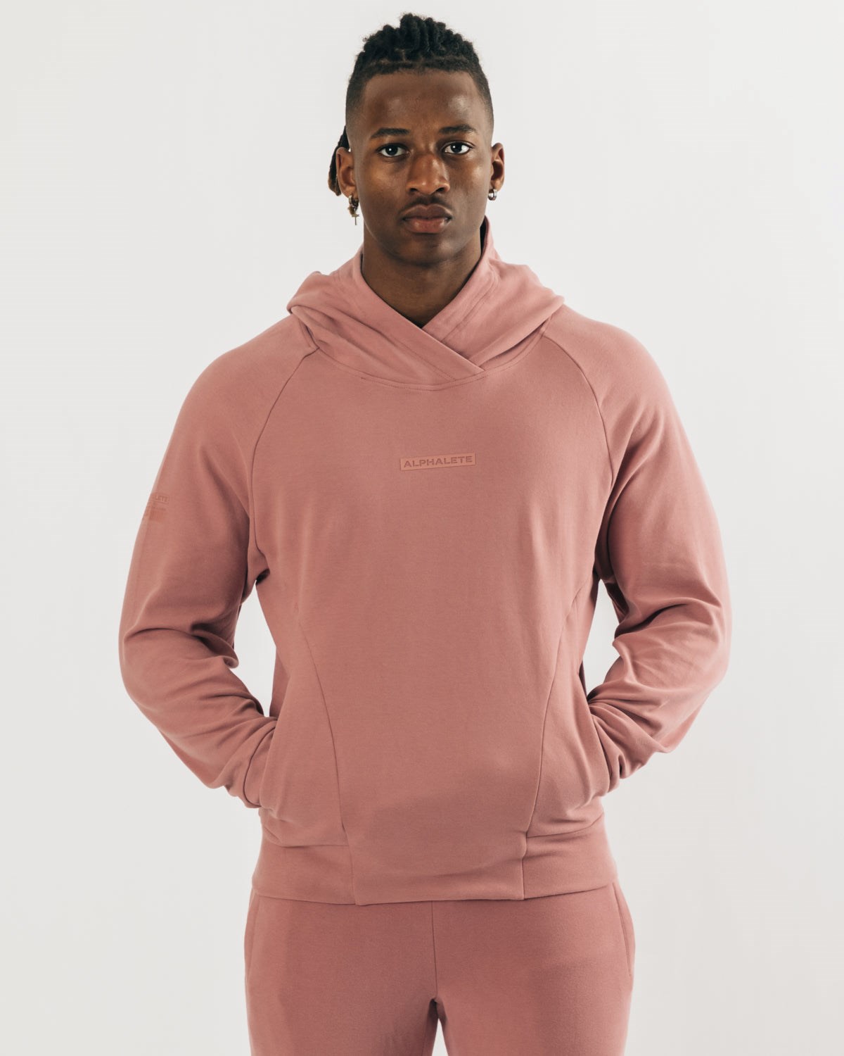 Alphalete Relaxed Single-Brushed Pullover Hoodie Cranberry Ice | 06892NQSD