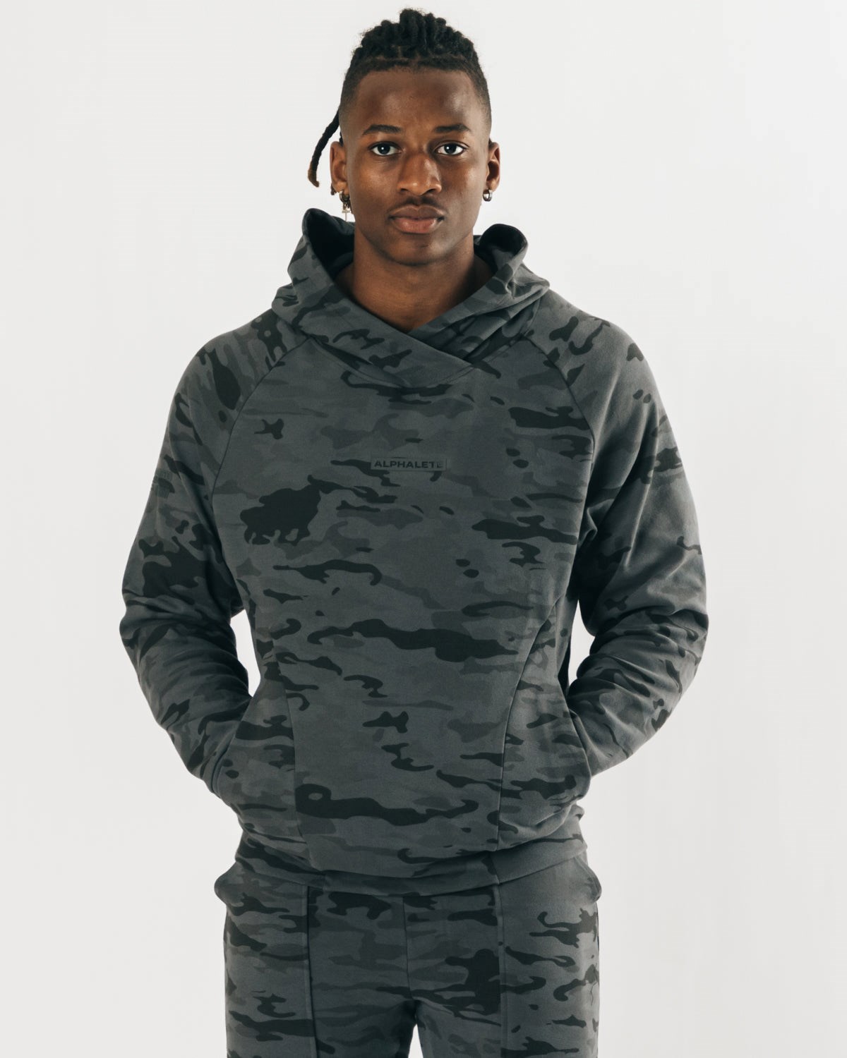 Alphalete Relaxed Single-Brushed Pullover Hoodie Maskáčové | 18590SUKE