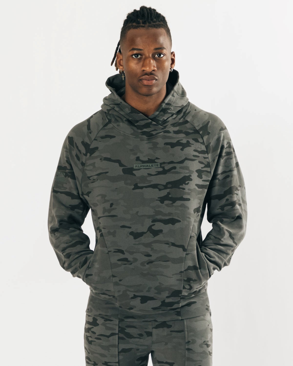 Alphalete Relaxed Single-Brushed Pullover Hoodie Maskáčové | 94703DWQF