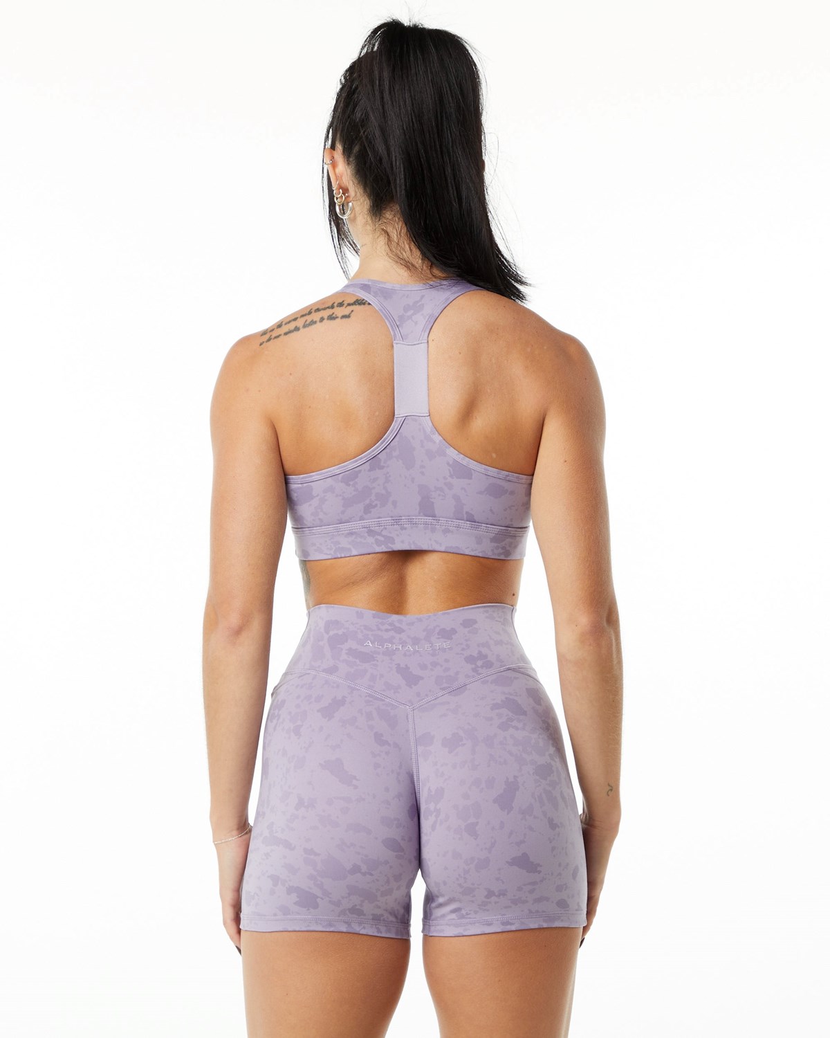 Alphalete Single Brushed Bra Pebble Print Misty Lilac | 56908MBSL