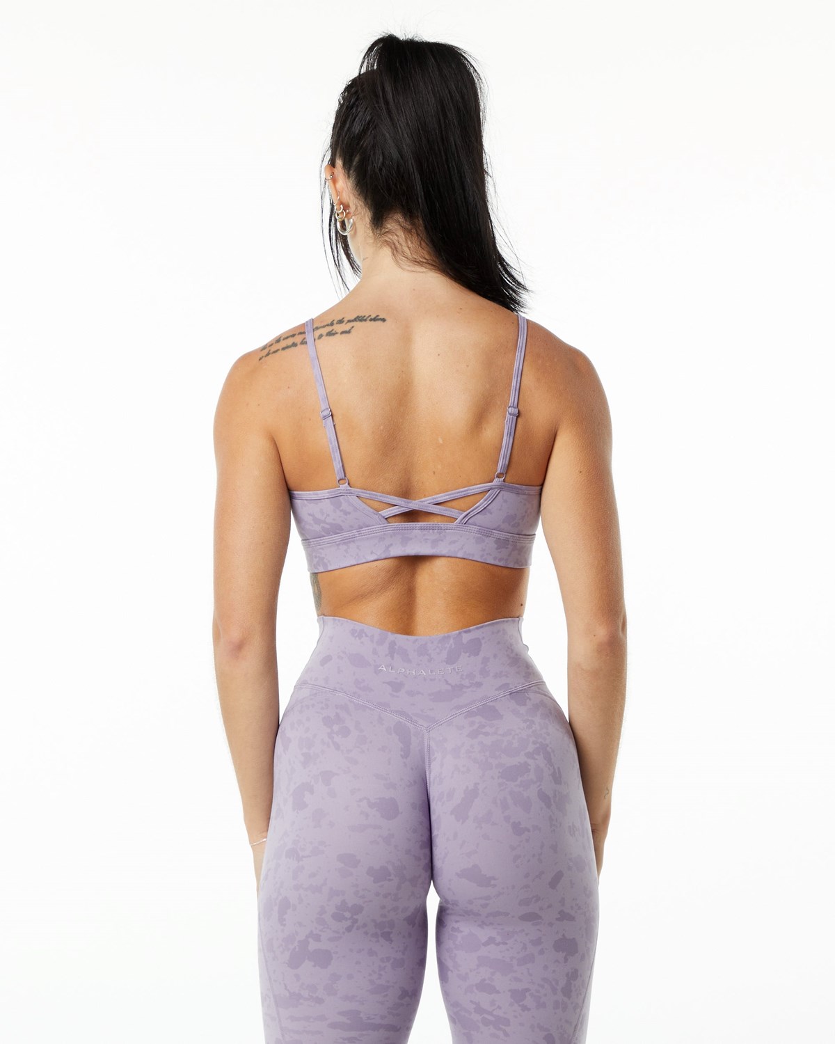 Alphalete Single Brushed Bra Pebble Print Misty Lilac | 83547JGXM