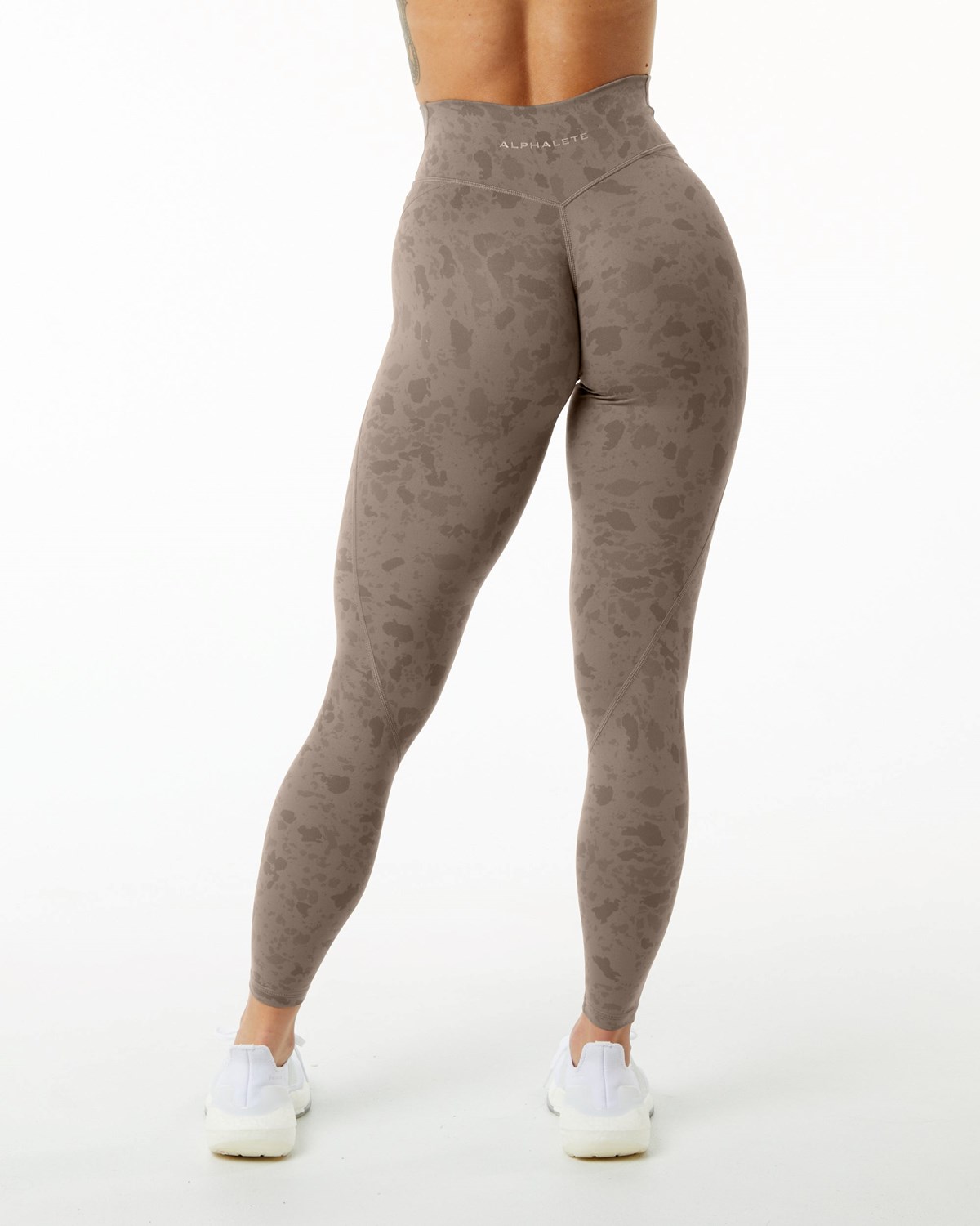 Alphalete Single Brushed Cross-Wrapped Legging Pebble Print Mocha | 07589NSLC