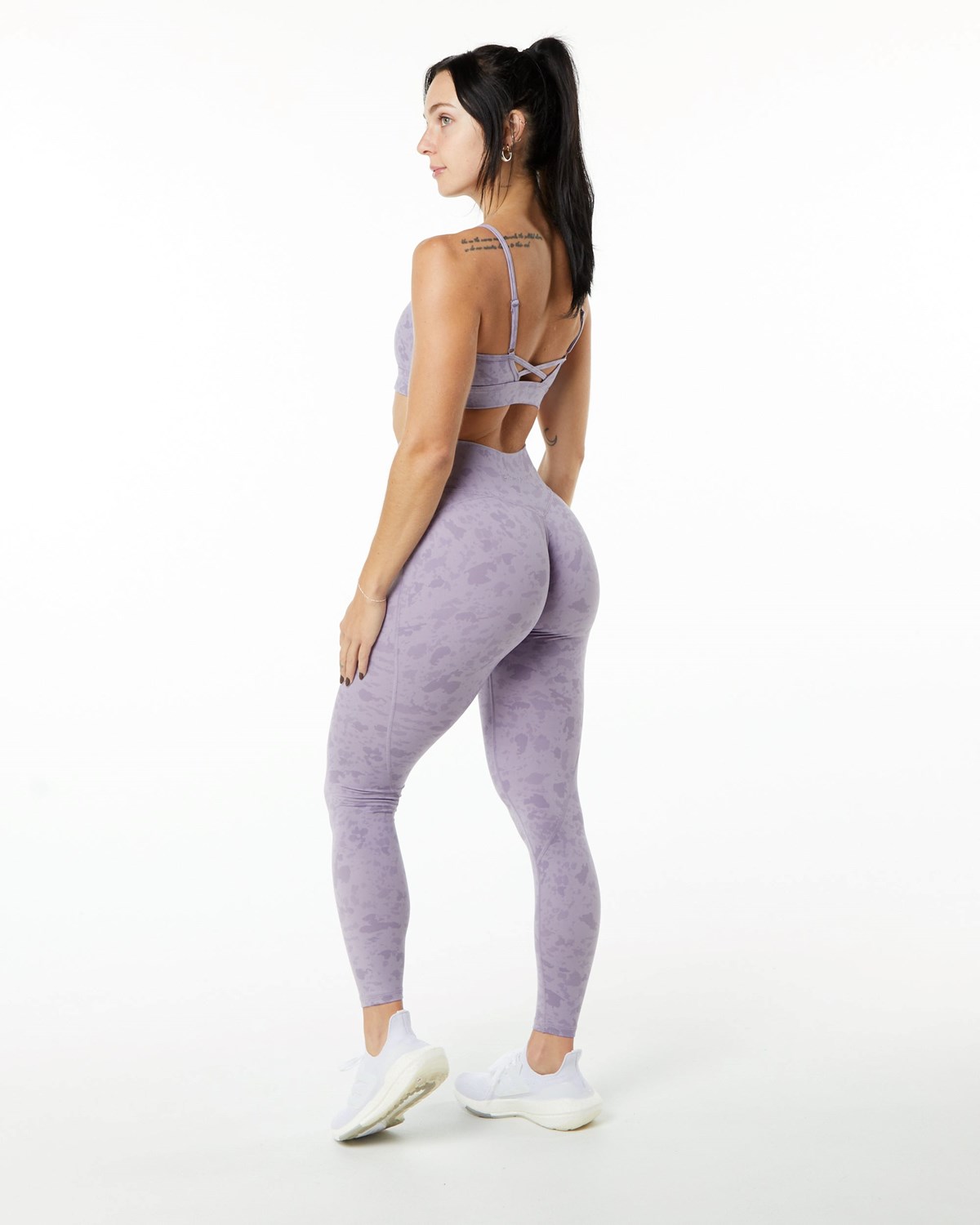 Alphalete Single Brushed Cross-Wrapped Legging Pebble Print Misty Lilac | 50873IYFS