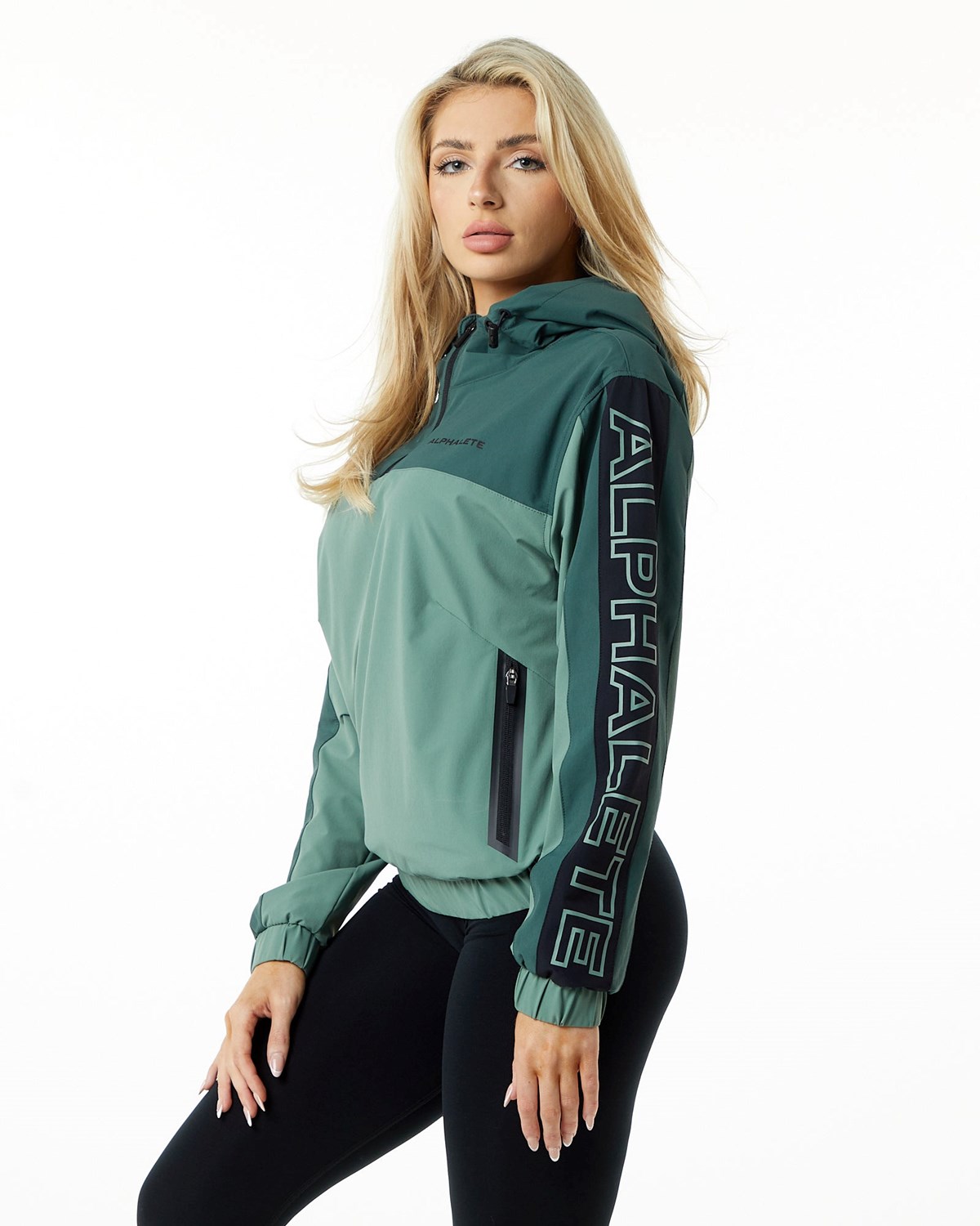 Alphalete Woven Performance Jacket Wild Sage | 01794COIH